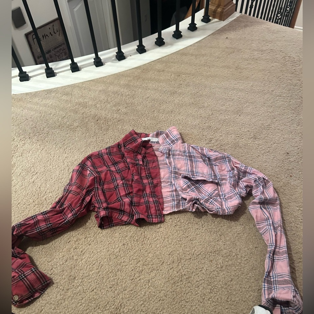 Adika Red and Pink Plaid Crop Top